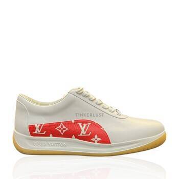 sepatu sneakers Louis Vuitton X Supreme White Sneaker Tinkerlust